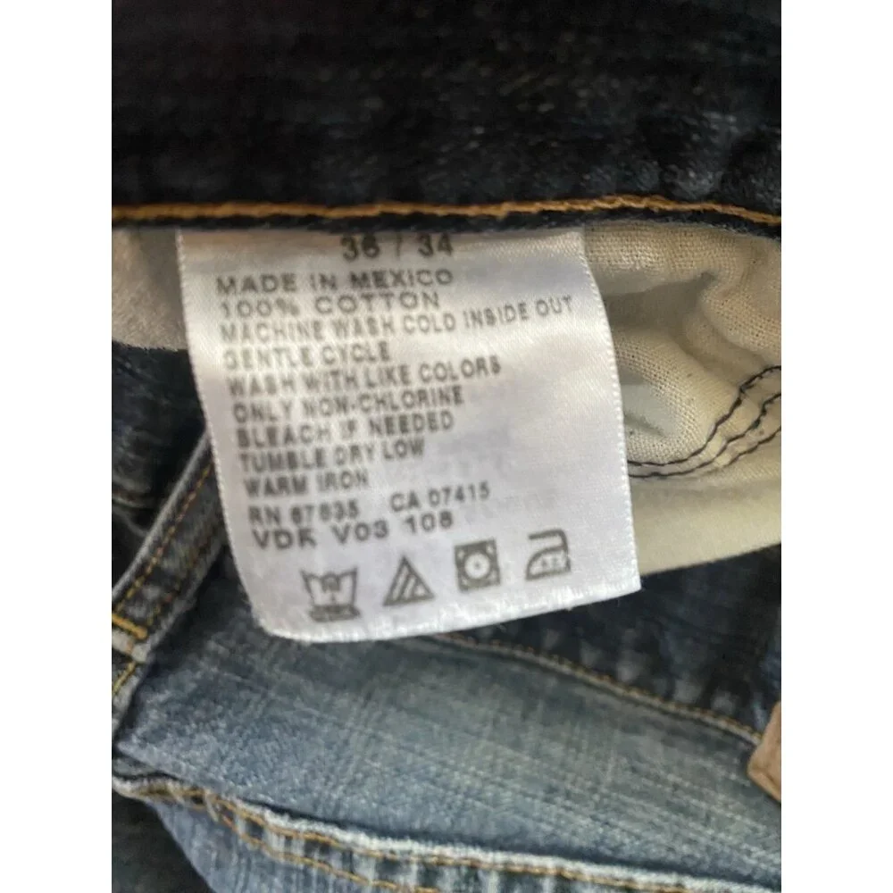 Vintage NAUTICA Jeans Mens‎ 36x34 Blue Denim LOOSE Baggy Faded Washout Whiskered